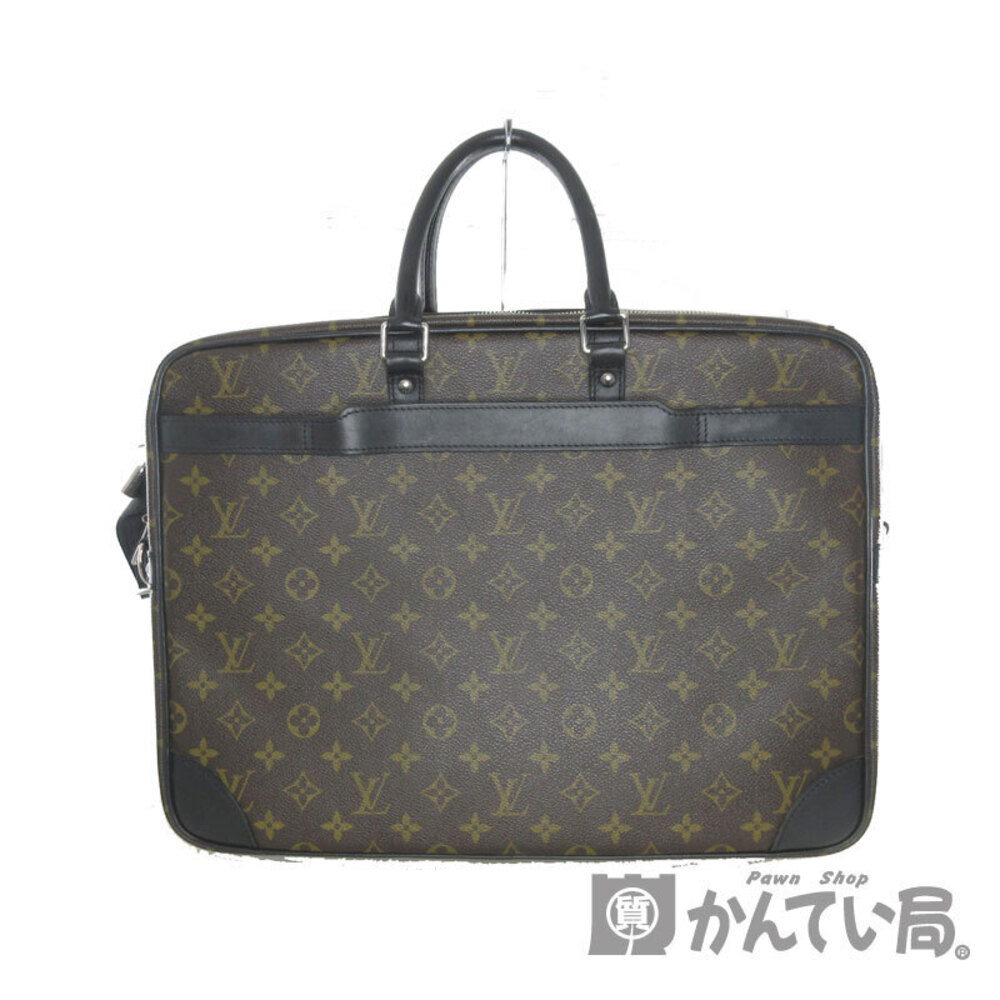 LOUIS VUITTON Porte Documents Voyage Briefcase Brown Black Business Bag